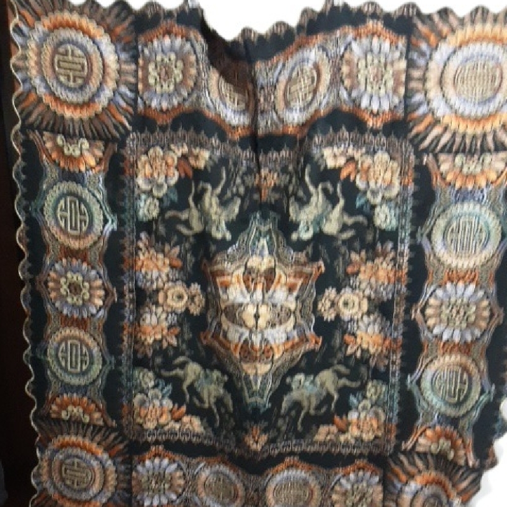 THE UNBRANDED BRAND Vintage Woven Piano Ornate Black and Gold Tapestry